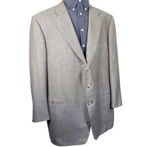 Vtg Ermenegildo Zegna Neiman Marcus Blazer Jacket Cashmere 50L Blue Gold Gray